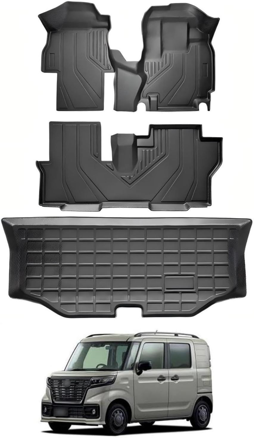 車用フロアマット 2025 10〜 ダイハツタント タントカスタム ファンクロス LA 650 S 660 シフォン 3 Dカーマット セット フロア ステップ ラゲッジ TPE防水滑り止め高耐久 取付簡単 Tanto