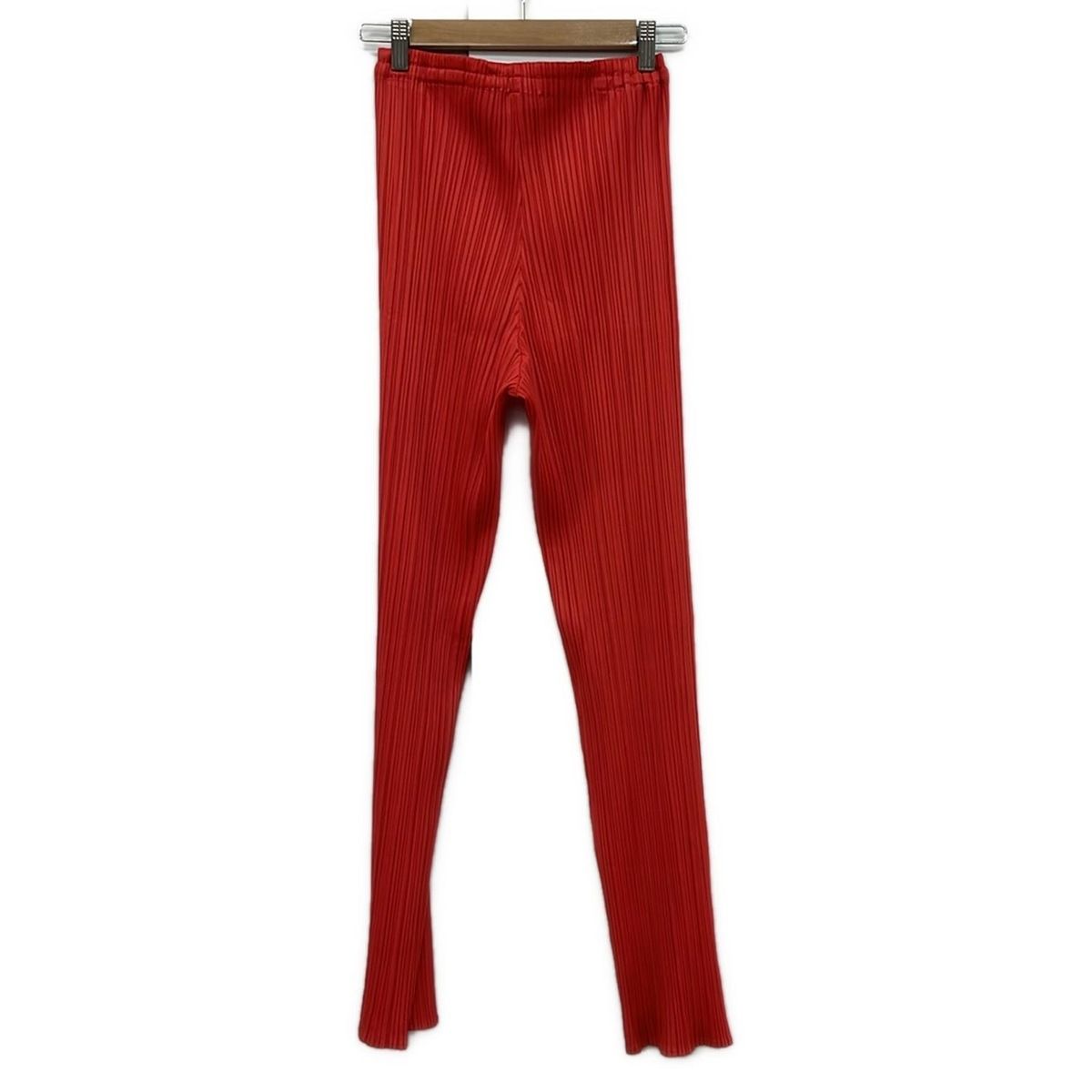 PLEATS PLEASE プリーツプリーズ パンツ サイズ3 L レディース レッド フルレングス プリーツ ウエストゴム