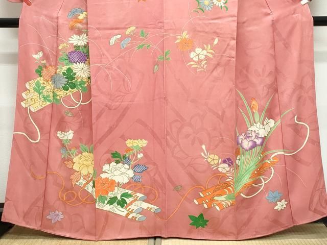 平和屋着物 アンティーク 大正ロマン 訪問着 花筏文 金彩 正絹 vf