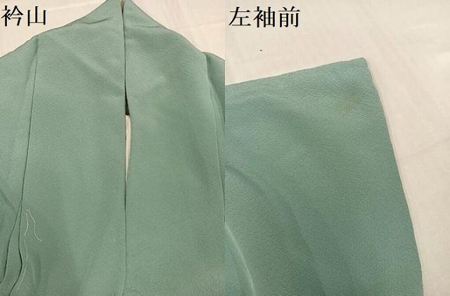 平和屋着物○本草木染作家 瑞鳳 色無地 青竹色 正絹 逸品 AABD0777ph