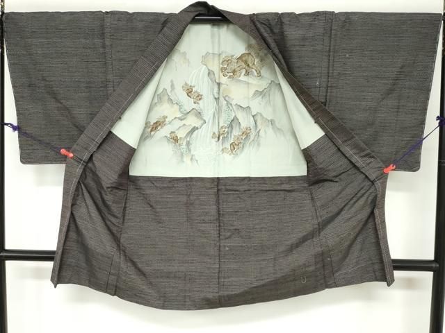 平和屋着物○男性 結城紬 アンサンブル 100亀甲 総詰め 正絹 逸品 未