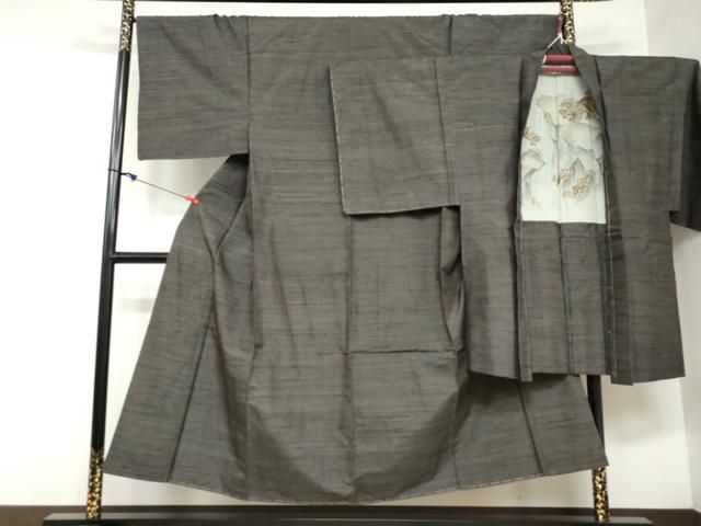 平和屋着物 男性 結城紬 アンサンブル 100亀甲 総詰め 正絹 ud