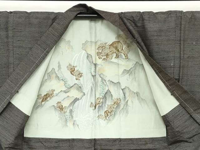 平和屋着物○男性 結城紬 アンサンブル 100亀甲 総詰め 正絹 逸品 未