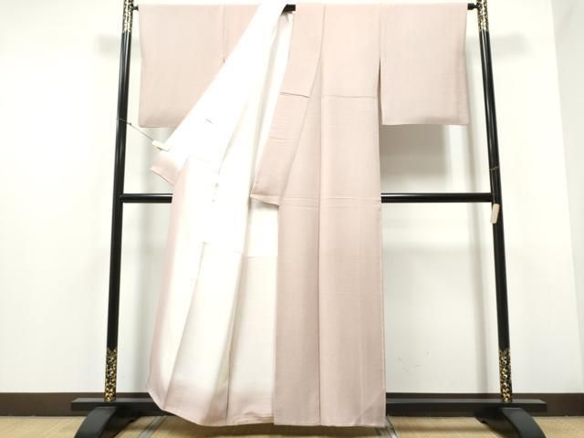 平和屋着物○上質な色無地 紗綾型地紋 灰桜色 正絹 逸品 CABA1198hy