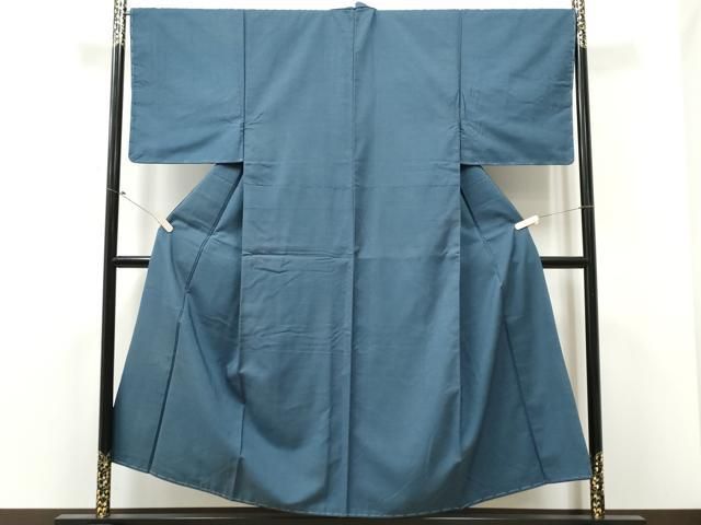 平和屋着物●男性 紬 色無地 鉄御納戸色 正絹 ♥ hy