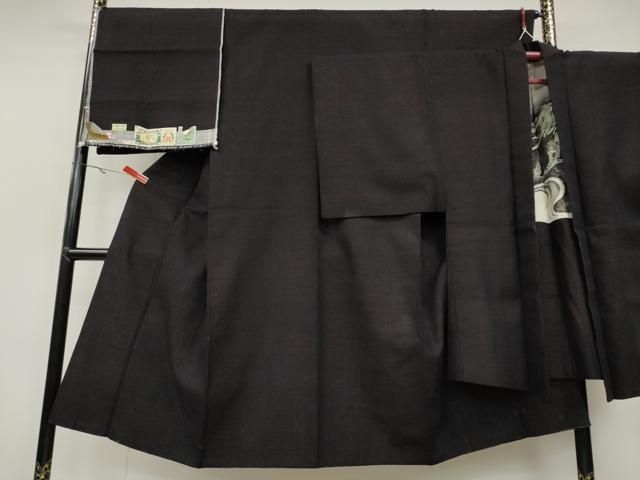 平和屋着物 男性 本場結城紬 重要無形文化財 アンサンブル 霞文 鉄黒色 奥順織物謹製 証紙付き 正絹 ut