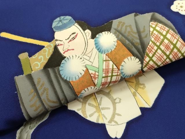 平和屋着物●塩瀬 九寸名古屋帯 歌舞伎 金彩 正絹 op