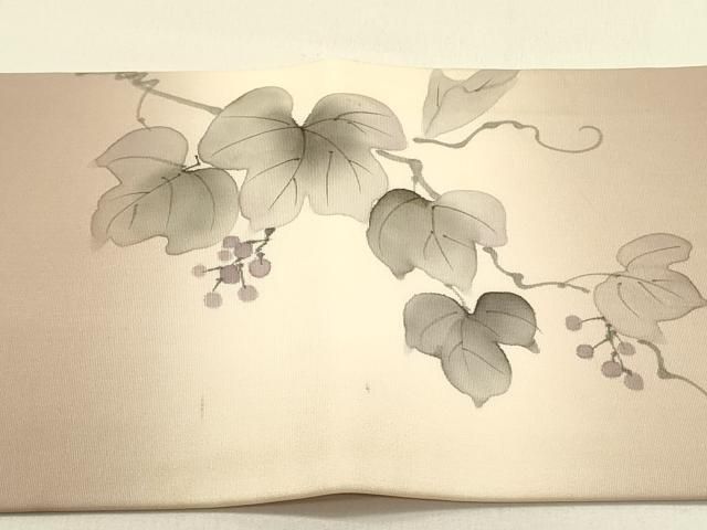  平和屋着物 塩瀬 九寸名古屋帯 手描き 南天蔦の葉文 正絹 op 名古屋帯 帯