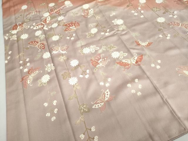 平和屋着物○訪問着 駒刺繍 枝垂れ花蝶文 暈し染め 金彩 正絹 逸品 