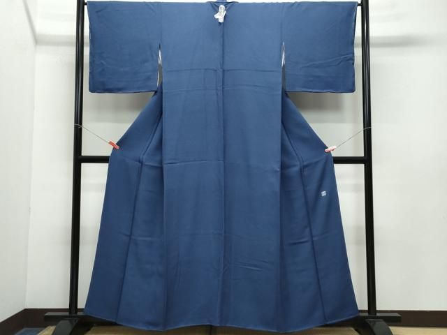 平和屋着物 京加賀友禅 百貫達雄監修 色無地 深縹色 正絹 vf