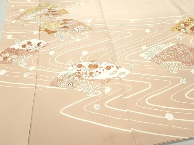 平和屋着物○銀座きしや 訪問着 駒刺繍 流水扇面松花文