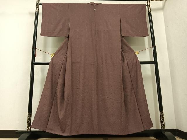 平和屋着物 上質な色無地 総刺繍 花尽くし 葡萄鼠色 正絹 ph