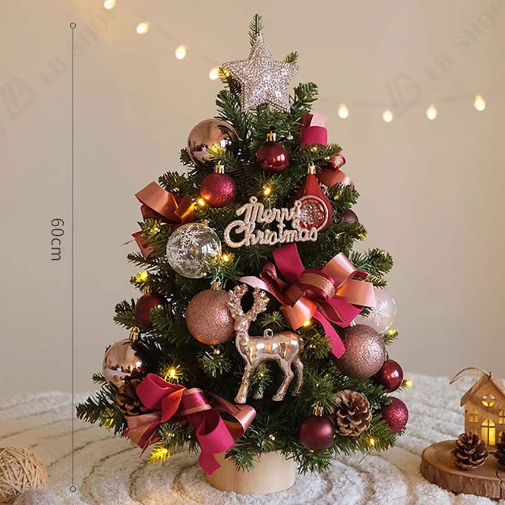 小型ミニクリスマスツリー 【繁華】60cm 卓上 家庭用 雰囲気 デスクトップの置物 クリスマスデコレーション 北欧 韓国風 クリスマスツリー 発光 ランプベルト付き 部屋飾りクリスマス飾り