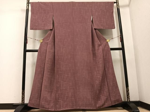 平和屋着物 上質な色無地 格子地紋 鴇浅葱色 正絹 ph