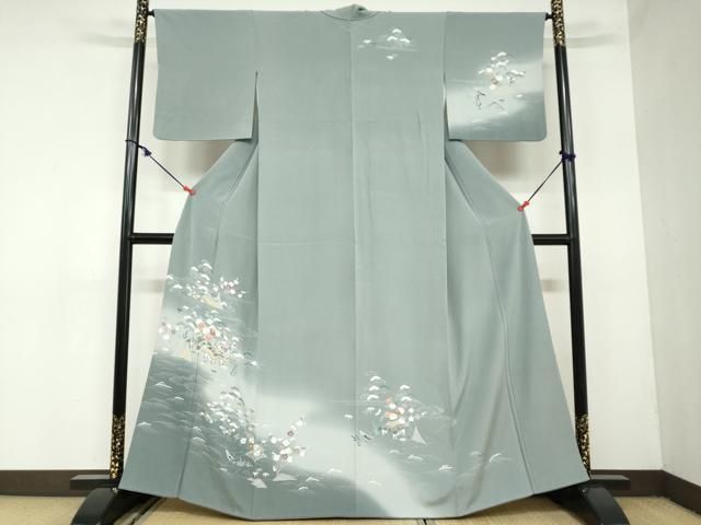 平和屋着物○訪問着 友禅 風景草花文 暈し染め 鈴乃屋扱い 正絹 逸品