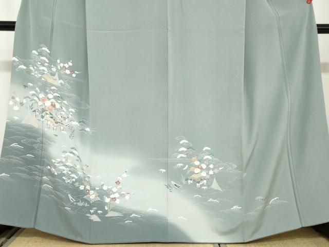 平和屋着物○訪問着 友禅 風景草花文 暈し染め 鈴乃屋扱い 正絹 逸品