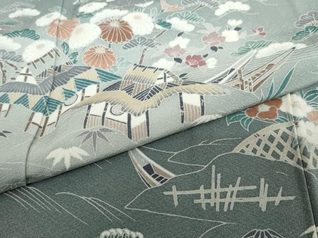 平和屋着物○訪問着 友禅 風景草花文 暈し染め 鈴乃屋扱い 正絹 逸品