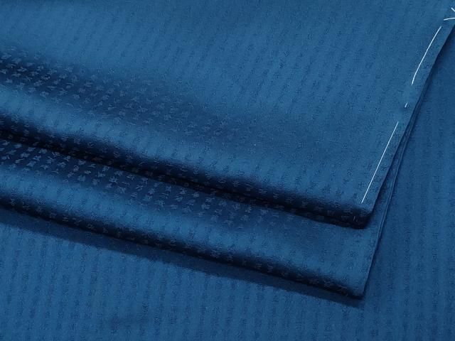 平和屋着物●上質な色無地 般若心経地紋 青藍色 正絹 vf