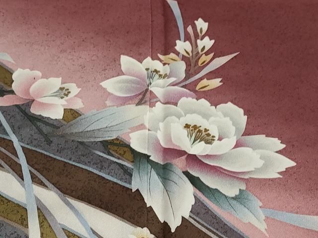 平和屋着物○中嶋まさひろ 蝋彩染作家 訪問着 草花文 暈し染め 金彩