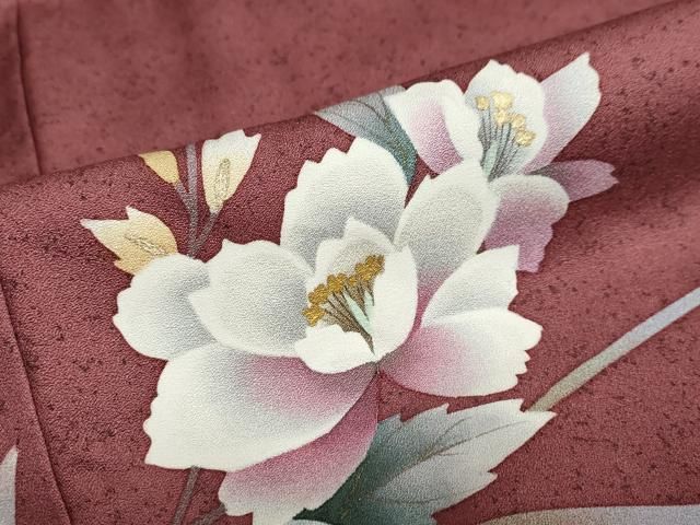 平和屋着物●中嶋まさひろ 蝋彩染作家　訪問着　草花文　暈し染め　金彩　正絹　逸品　DAAZ7054ud 平和屋着物○中嶋まさひろ 蝋彩染作家 訪問着 草花文 暈し染め 金彩