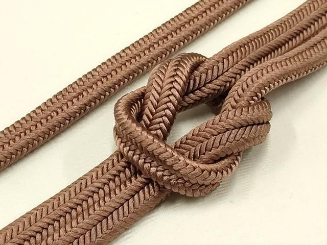 平和屋着物 無形文化財 江戸組紐 五嶋紐 帯締め 冠組 枯茶色 撚り房 ロングサイズ 正絹 ay