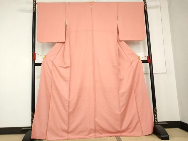 平和屋着物 上質な色無地 薄紅色 正絹 cs