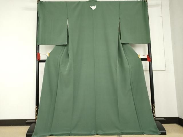 平和屋着物 上質な色無地 老竹色 ロング丈 正絹 cs