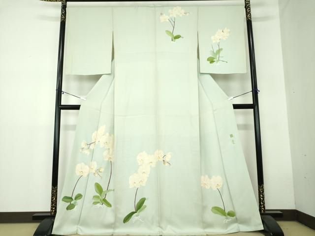 平和屋着物○訪問着 作家物 手描き 胡蝶蘭 銀彩 正絹 逸品 DAAZ0679ps