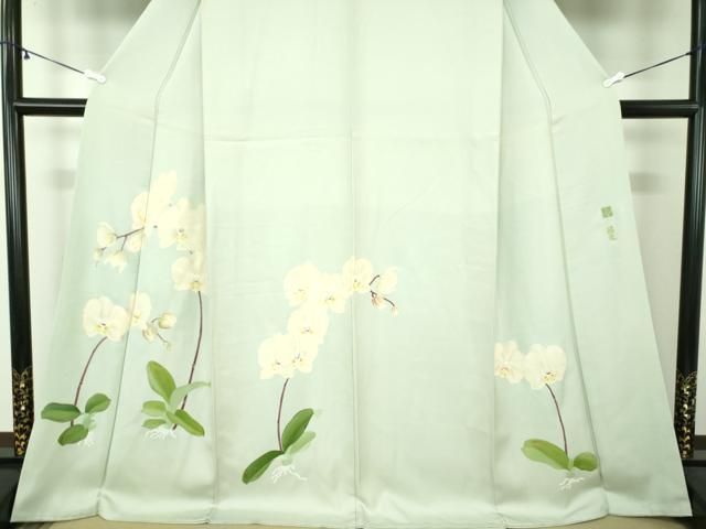 平和屋着物●訪問着　作家物　手描き　胡蝶蘭　銀彩　正絹　逸品　DAAZ0679ps 平和屋着物○訪問着 作家物 手描き 胡蝶蘭 銀彩 正絹 逸品 DAAZ0679ps