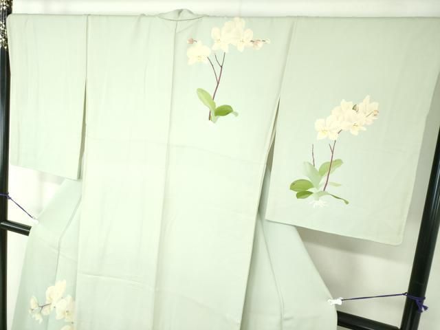 平和屋着物○訪問着 作家物 手描き 胡蝶蘭 銀彩 正絹 逸品 DAAZ0679ps