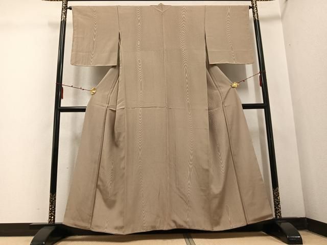 平和屋着物 上質な色無地 杢目地紋 空五倍子色 正絹 ph