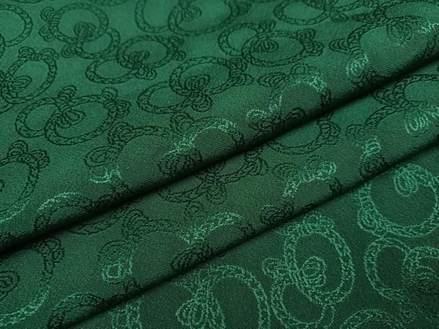 平和屋着物 上質な色無地 銀花仙 輪違い地紋 萌葱色 正絹 ph