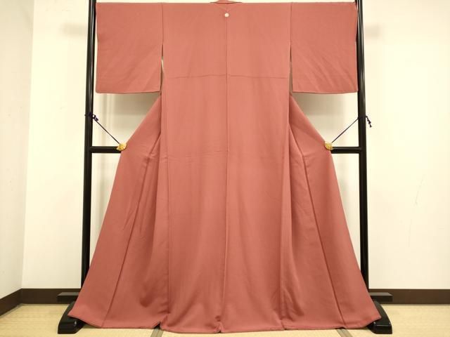 平和屋着物 上質な色無地 銀朱色 正絹 du