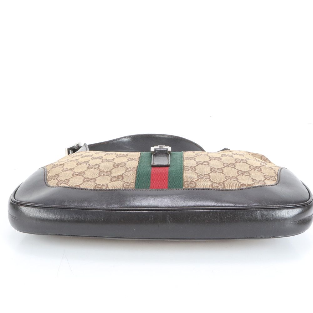 美品 グッチ GG キャンバス シェリー ジャッキー レザー ショルダー