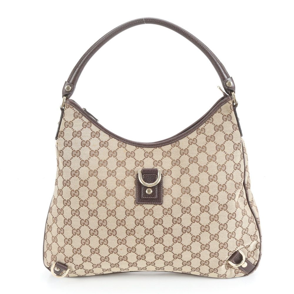 極美品 グッチ GG キャンバス アビー レザー ショルダーバッグ 肩掛け