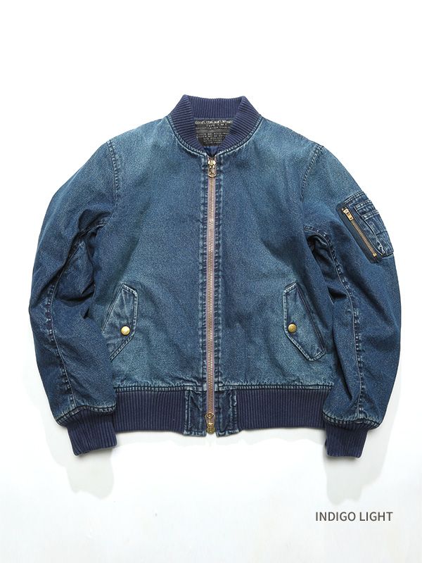 TMT デニム ジャケット MA-1 中綿 ボンバージャケット INDIGO INDIGO