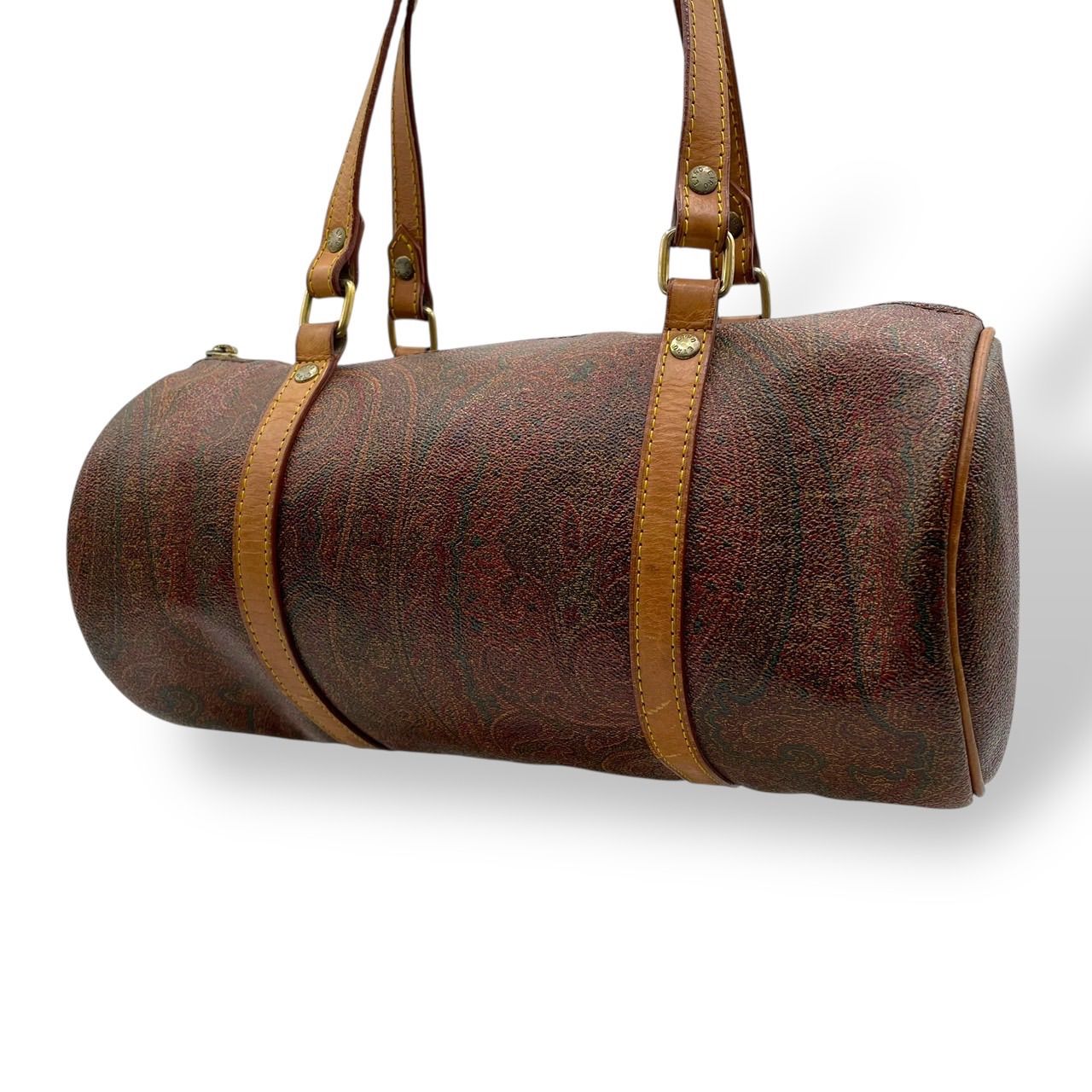 ✨️極美品✨️ ETRO ボストンバッグ 総柄 ショルダーバッグ PVC ブラウン 美品 Etro エトロ ハンドバッグ ボストンバッグ 肩がけ ペイズリー柄