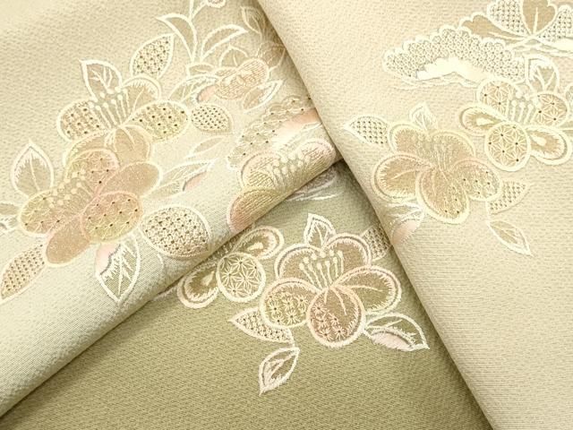 平和屋着物▽中国三大刺繍 スワトウ刺繍 総刺繍 訪問着 草花文 暈し