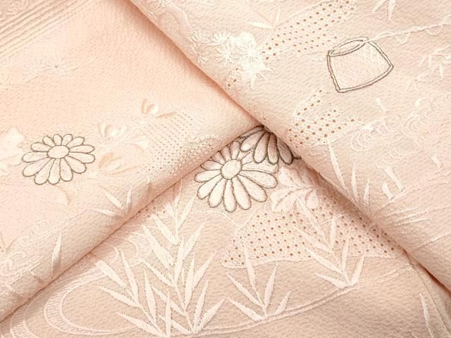 平和屋着物▽中国三大刺繍 スワトウ刺繍 総刺繍 訪問着 風景草花文