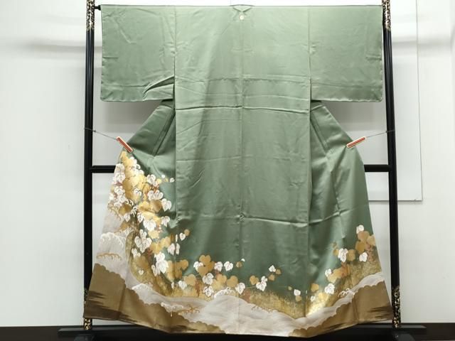 平和屋着物▽豪華色留袖 駒刺繍 葡萄蔦の葉文 金銀彩 正絹 逸品 未使用