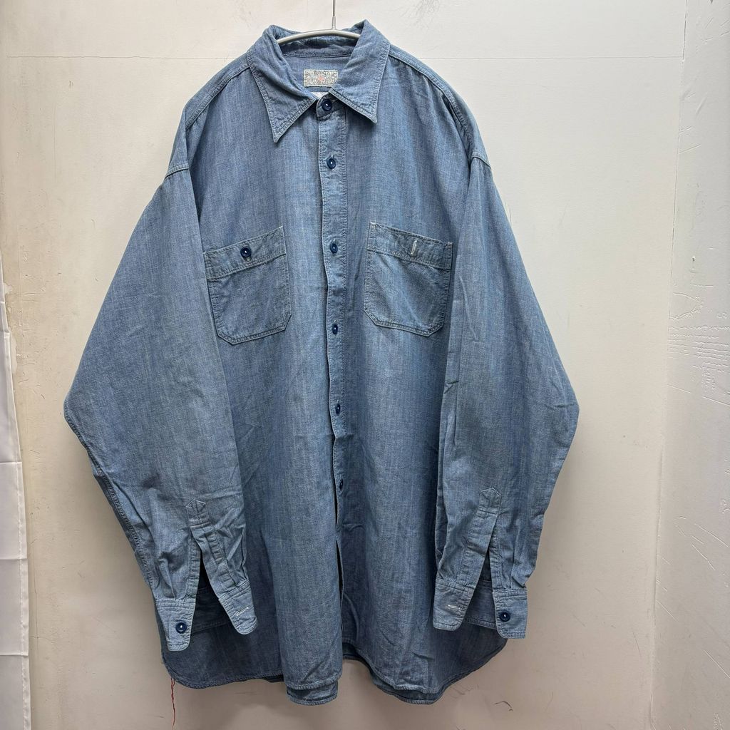 BEAMS × Buzz Rickson’s ビームス バズリクソンズ Chambray Shirt 長袖シャツ 11-11-6614-086 ブルー系 size 16-16 1 2 中目黒A 11