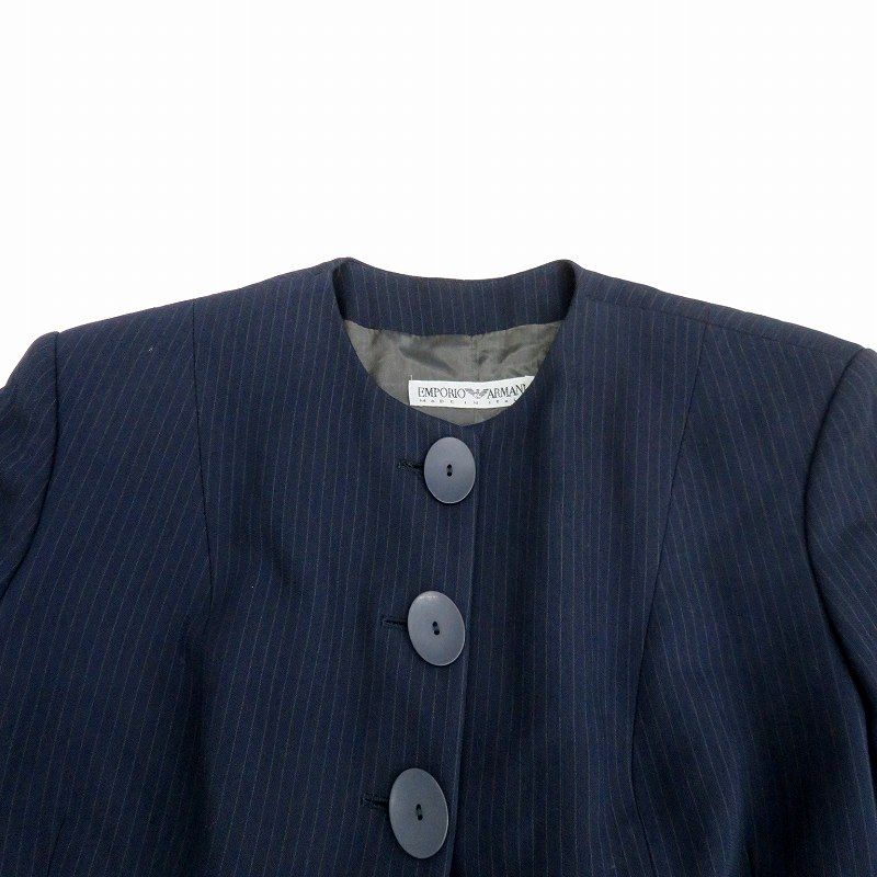 エンポリオアルマーニ EMPORIO ARMANI ノーカラージャケット ミドル丈