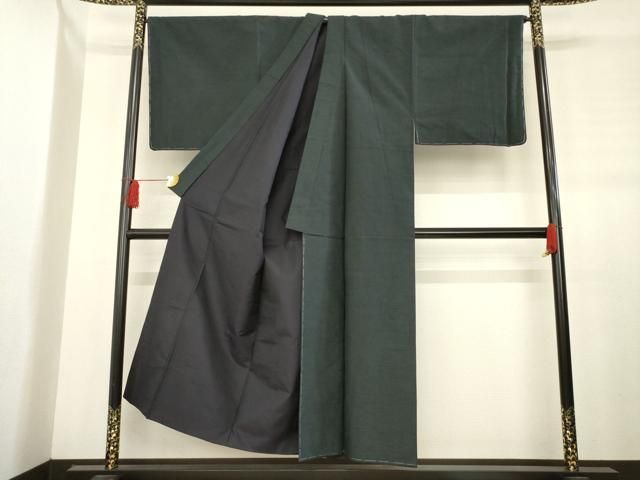 平和屋着物●男性 紬 アンサンブル 色無地 褐返し色 正絹 ck