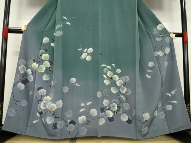 平和屋着物○伝統工芸士 吉岡肇 訪問着 ホオズキ 暈し染め 金彩 正絹