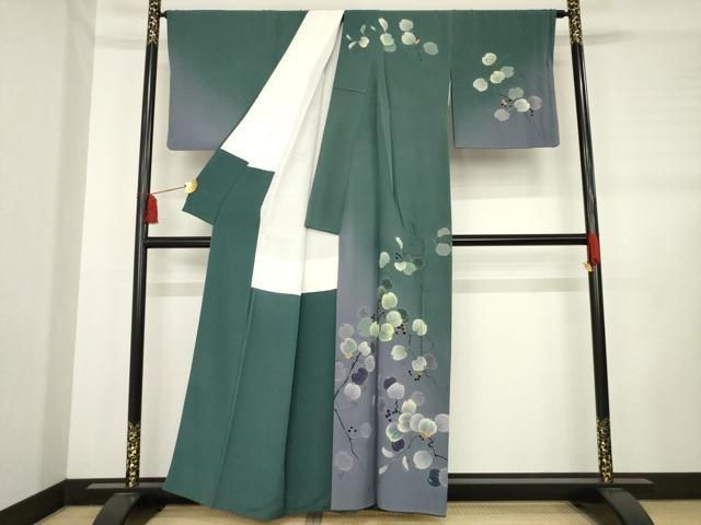 平和屋着物●伝統工芸士　吉岡肇　訪問着　ホオズキ　暈し染め　金彩　正絹　逸品　AABD1132ck 平和屋着物○伝統工芸士 吉岡肇 訪問着 ホオズキ 暈し染め 金彩 正絹