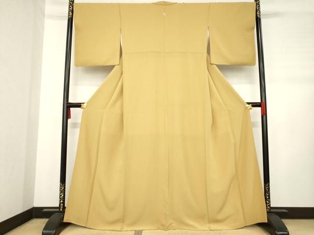 平和屋着物 上質な色無地 黄朽葉色 正絹 ck