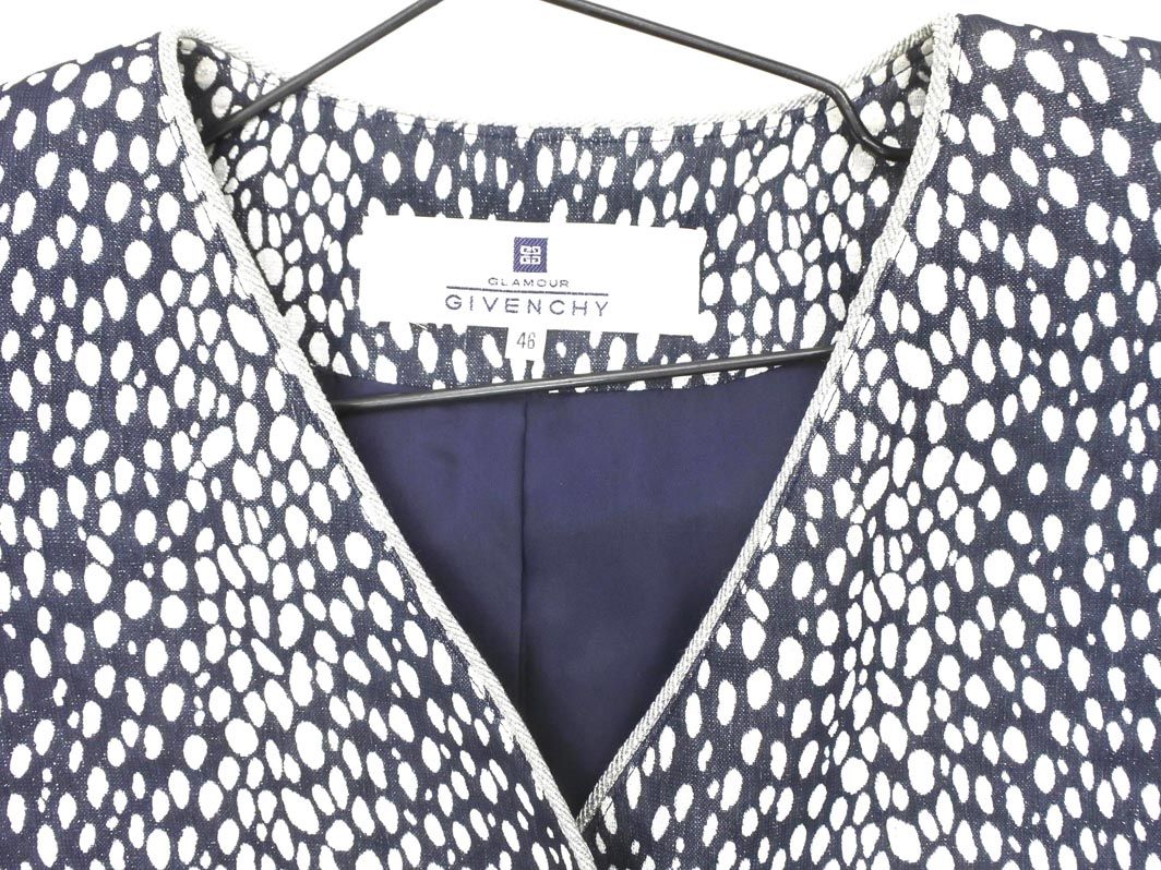 GIVENCHY ジバンシイ GLAMOUR 大きいサイズ 総柄 ノーカラー コート