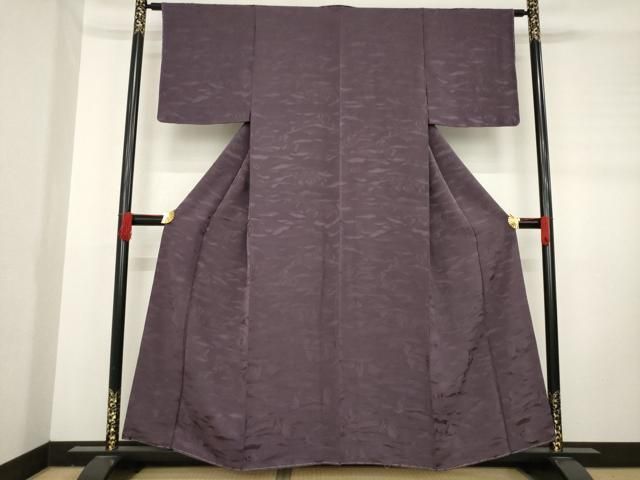 平和屋着物 上質な色無地 樹林地紋 滅紫色 正絹 ck