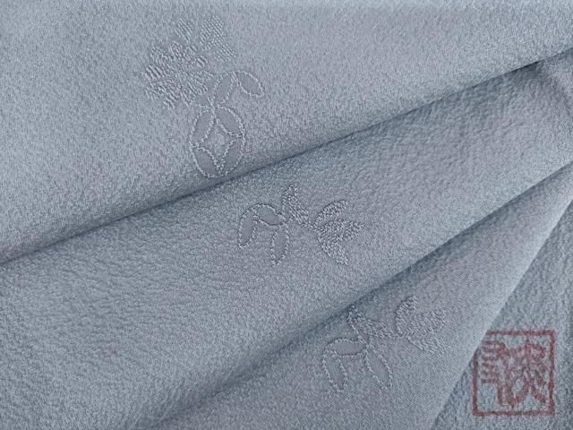 平和屋着物●上質な色無地 作家物 七宝花地紋 薄鼠色 正絹 ck