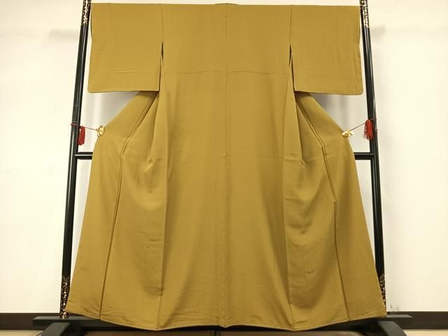 平和屋着物 上質な色無地 芥子色 正絹 fy